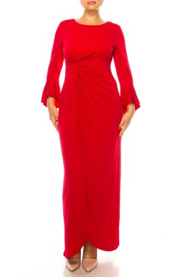 Connected Apparel Trumpet Sleeve Evening Dress