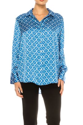 Hester & Orchard Long Sleeve Button-Up Printed Top
