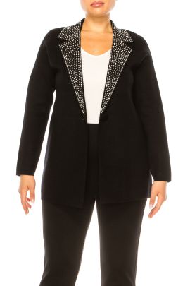 Sioni Studded Collar Cardigan Sweater Blazer