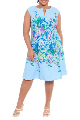 London Times Cap Sleeve Floral Dress PLUS SIZE