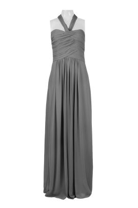Monique Lhuillier Ruched Halter Neck Evening Dress