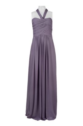 Monique Lhuillier Ruched Halter Neck Evening Dress