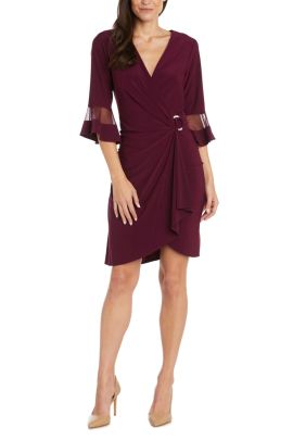 RM Richards Bell Sleeve Ruched-Waist Ring Dress