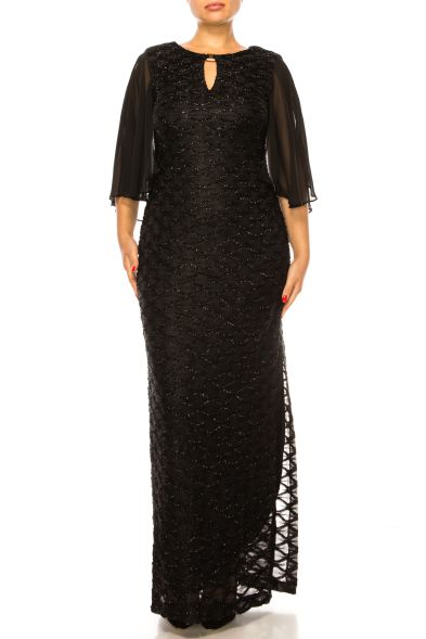 Connected Apparel Tinsel Detail Long Evening Dress