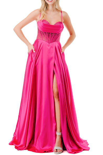 Coya Collection Draped Rhinestone Evening Dress