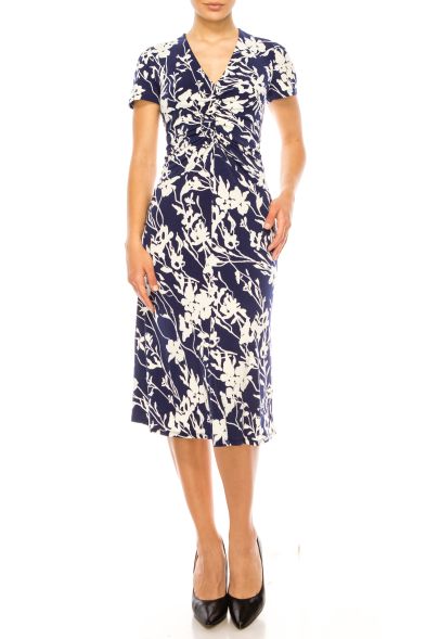 London Times Short Sleeve Floral Print Dress