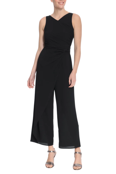 London Times Tie-Knot Sleeveless Jumpsuit