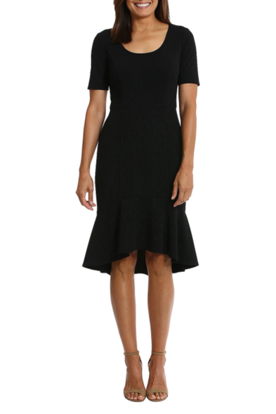 London Times Flounce Hem Short Sleeve Sheath Dress