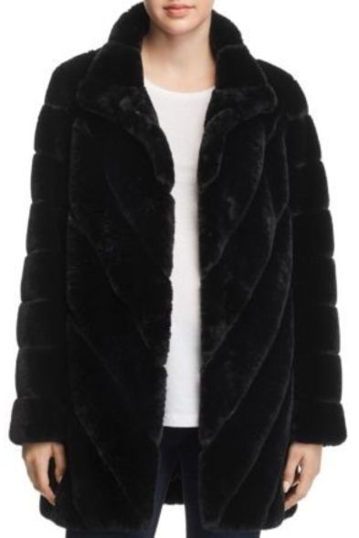 Love Token Quilted Mid Length Faux Fur Coat