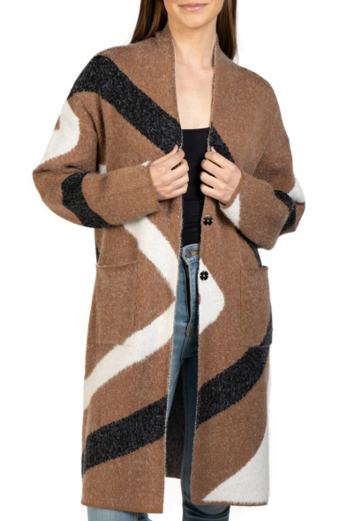 Love Token Long Sleeve Angled Design Cardigan