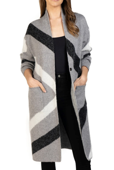 Love Token Long Sleeve Angled Design Cardigan