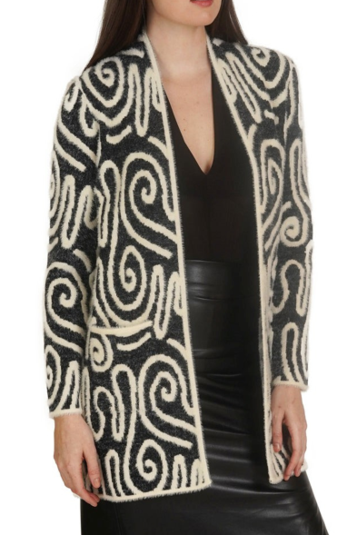 Love Token Swirl Pattern Knit Cardigan Sweater