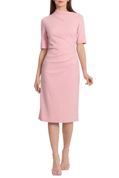 Maggy London Pleated Waist 3/4 Sleeve Sheath Dress