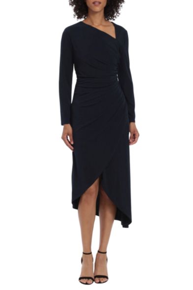 Maggy London Asymmetrical Neckline Midi Dress