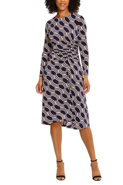 Maggy London Abstract Print Ruched Waist Dress