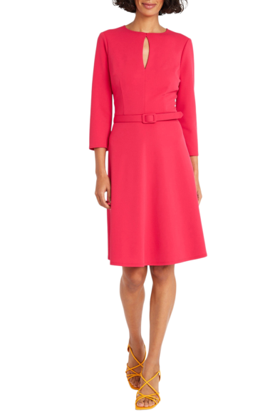 Maggy London 3/4 Sleeve Belted A-Line Dress