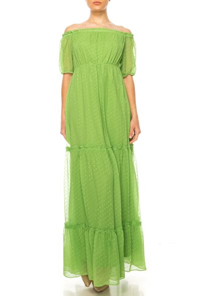 Maison Tara Short Sleeve Tiered Maxi Dress