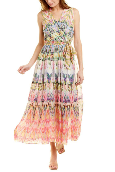 Maison Tara Lilac Coral Sleeveless Multi Print Maxi Dress
