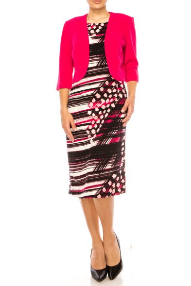 Maya Brooke Abstract Print 3/4 Sleeve Jacket Dress