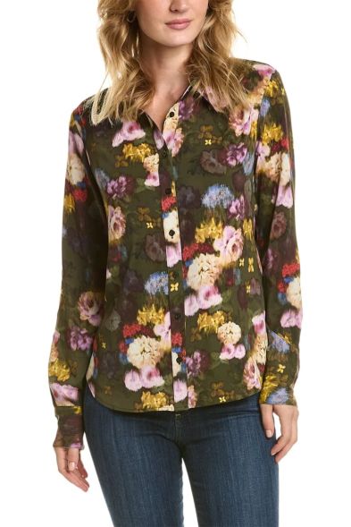 Nicole Miller Long Sleeve Floral Button-Down Top
