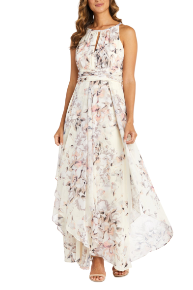 RM Richards Floral Halter Maxi Evening Dress