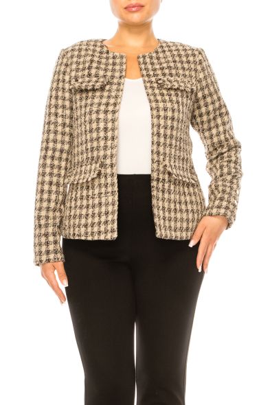 Zac & Rachel Open-Front Checkered Jacket