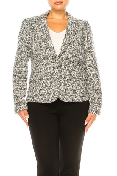 Zac & Rachel Single-Button Tweed Blazer Jacket