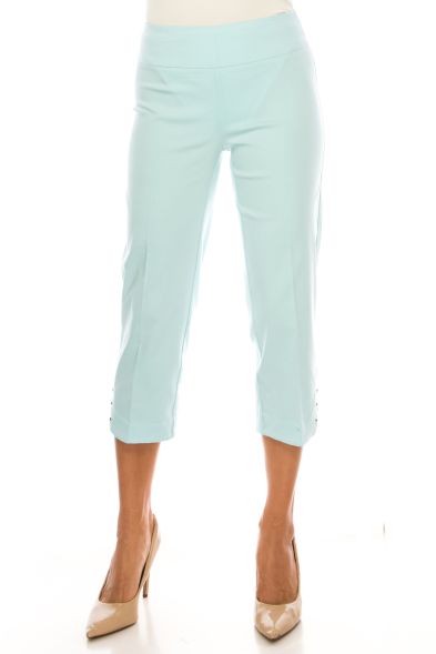 Zac & Rachel Pull-On Studded Leg Capri Pants