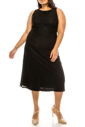 Nine West Lace Sleeveless Jewel Neckline A-Line Midi Dress