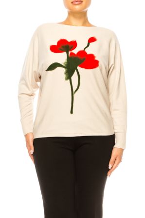Aaeda Long Sleeve Floral Pullover Sweater