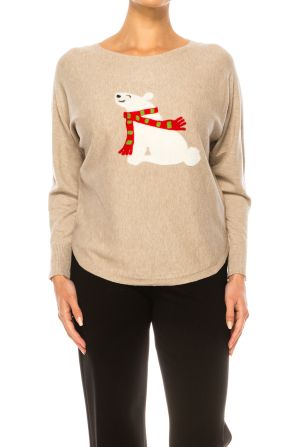 Aaeda Polar Bear Long Sleeve Pullover Sweater