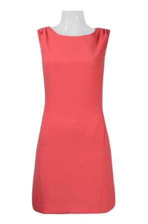 Adrianna Papell Boat Neck Sleeveless Zipper Back Solid Crepe Dress