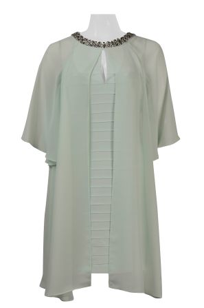 Adrianna Papell Cape Sleeve Embellished Neck Dress
