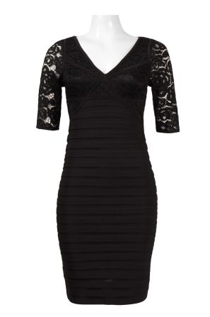 Adrianna Papell Banded Bodycon Jersey & Lace Dress