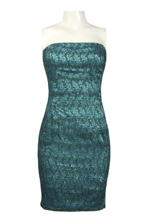 Adrianna Papell Strapless Sequined Lace Dress