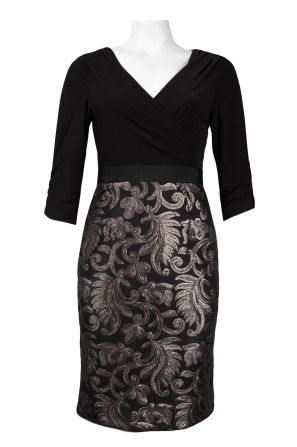 Adrianna Papell Faux-Wrap Top & Sequin Skirt Dress