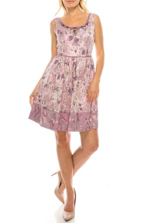 Adrianna Papell Floral Sleeveless A-Line Dress
