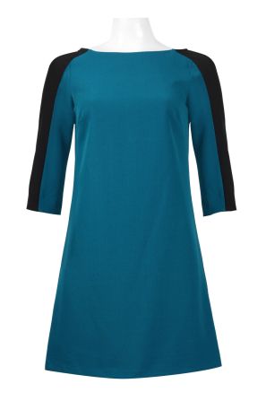 Adrianna Papell 3/4 Sleeve Color Block Crepe Dress