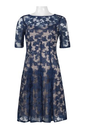 Adrianna Papell Floral Embroidered Mesh Dress