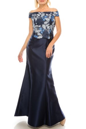 Adrianna Papell Off-the-Shoulder Evening Dress