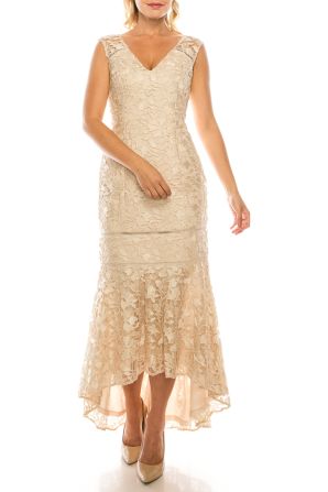 Adrianna Papell Lace Evening Dress with Mermaid Skirt