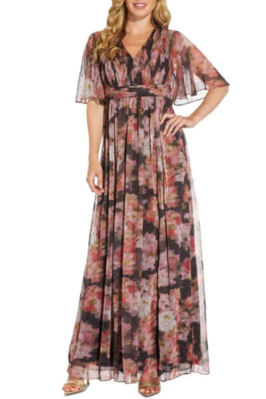 Adrianna Papell Floral Evening Maxi Dress (PLUS SIZE)