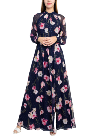 Adrianna Papell Long Sleeve Mock Neck Floral Dress