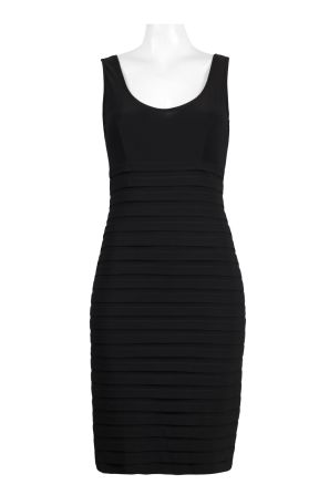 Adrianna Papell Scoop Neck Sleeveless Zipper Back Pleated Solid Jersey Dress