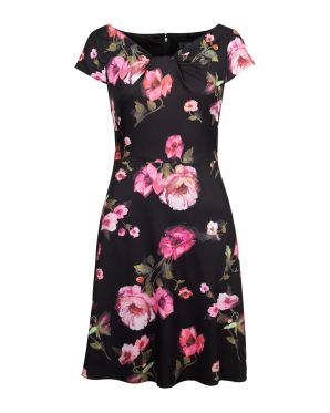 Adrianna Papell Twisted Neckline Floral Day Dress