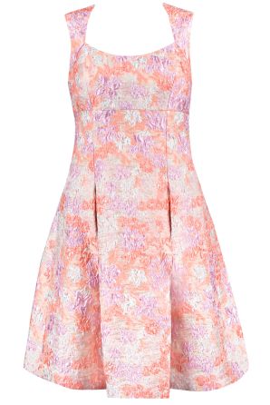 Aidan Mattox Abstract Flower Print Sleeveless Pleated A-Line Dress