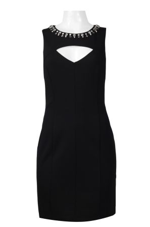 Ali Ro Embellished Scoop Neck Cutout Front Sleeveless Zipper Back Solid Jersey Dress