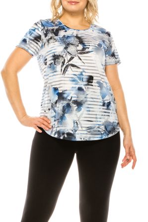 Allison Daley Multi Print Short Sleeve Relax Fit Top