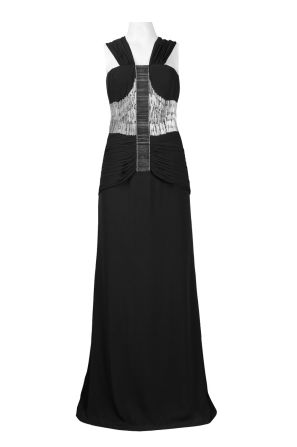Basix Cutaway Shoulder Embellished Evening Dress