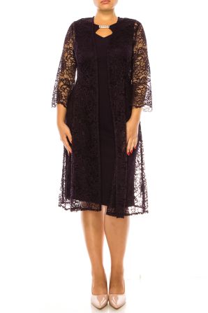 Brianna Milay 2-Piece Lace Duster Jacket Dress